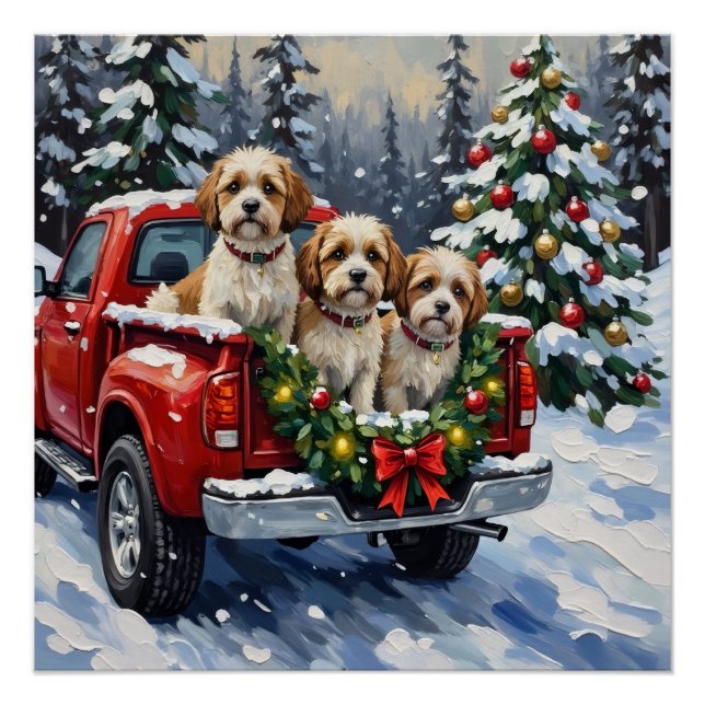 Póster Malti-Tzu Christmas Red Truck Holiday (Anverso)