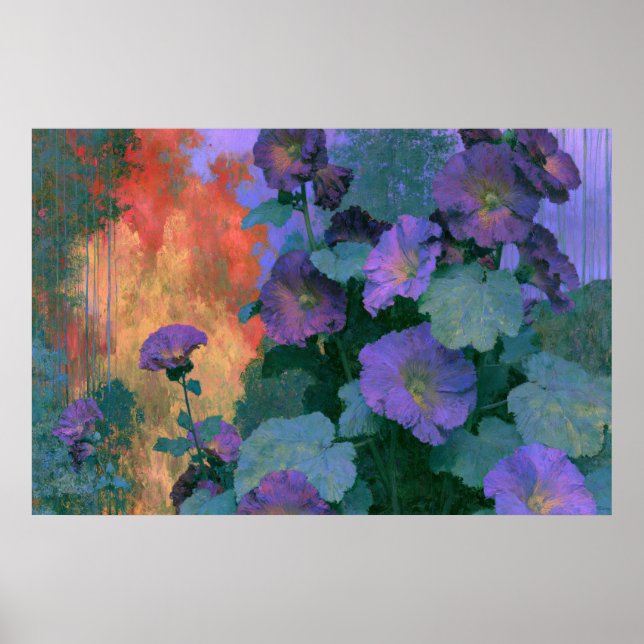 Póster Malvarrosas en impresionismo audaz violeta (Frente)