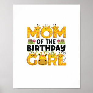 Póster Mamá 1er cumpleaños Chica Giraffe Fiesta temática 