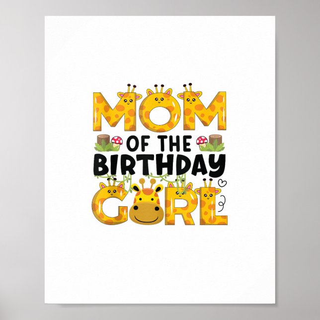 Póster Mamá 1er cumpleaños Chica Giraffe Fiesta temática  (Frente)