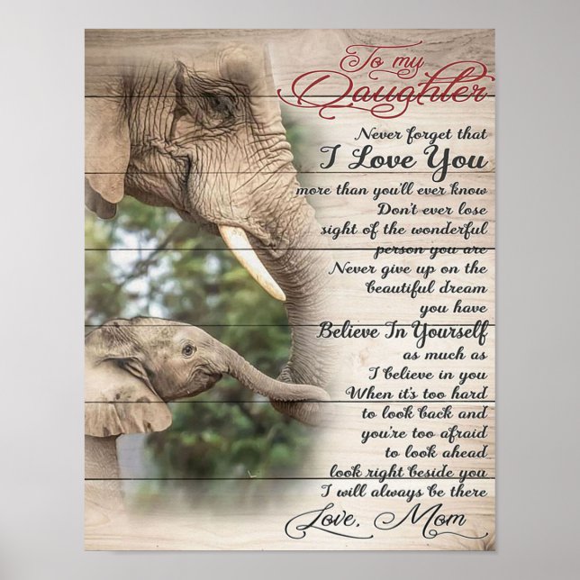 Póster Mamá A Mi Hija, Regalo De Cumpleaños Chica (Frente)