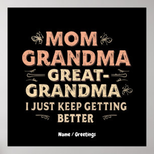 Póster Mamá, Abuela, Gran Abuela, Sigo Mejorando