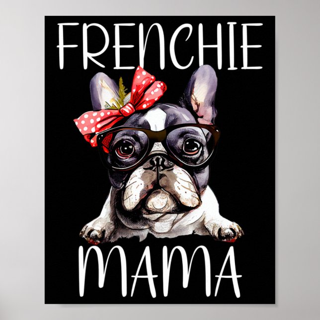Póster Mamá acuarela Bulldog francés perro día de la madr (Frente)