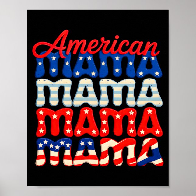 Póster Mamá americana familia coordinada 4 de julio ameri (Frente)