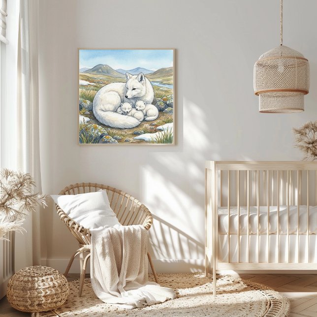 Póster Mama Arctic Fox and Kits Nursery (Subido por el creador)