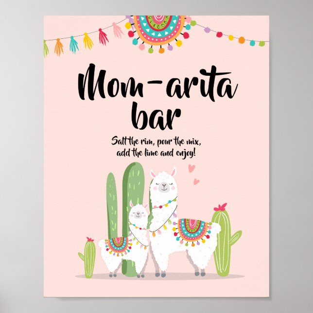 Póster Mamá-arita Margarita Bar Fiesta Llama Rótulo de du (Frente)