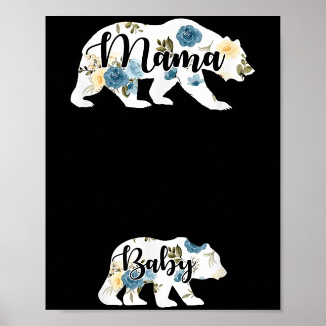 Póster Mama Bear Baby Bear Pregnancy Pregnant Mom Mothers (Frente)