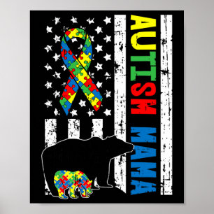 Póster Mama Bear Matanza Autismo Familiar Regalos De Sens