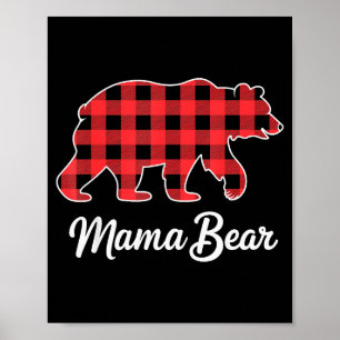 Póster Mama Bear Navidad Plaid Búfalo Rojo Coincidencia F