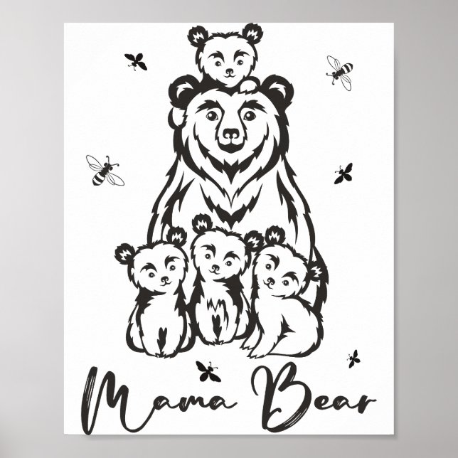 Póster Mama Bear Png JPG Pdf Files, Mama Baby Bear (Frente)