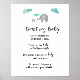 Póster Mamá bebé elefante con nubes no dice bebé