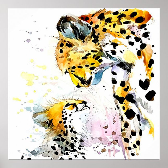 Póster Mamá bebé regalo de familia de león, madre hija cu (Frente)