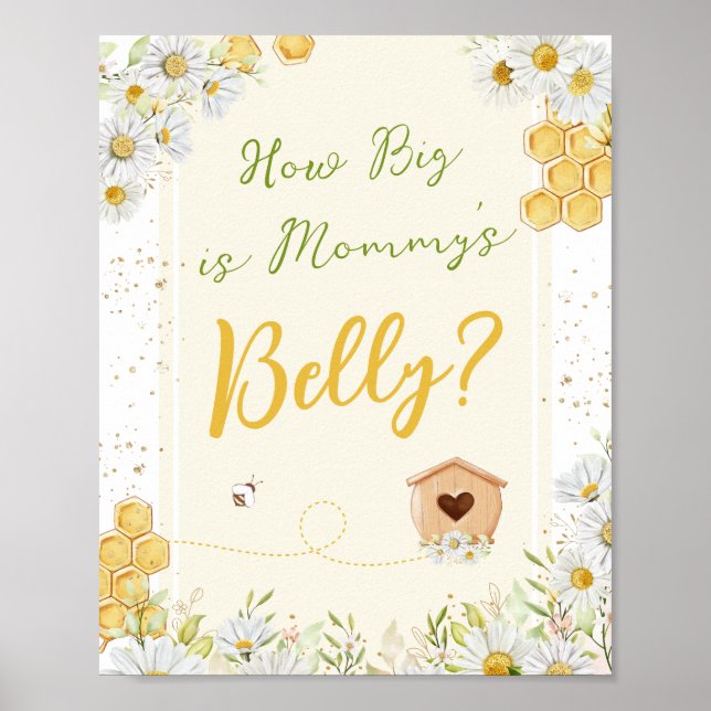 Póster Mamá Belly adivina juego Bumblebee Baby Shower (Frente)