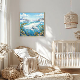 Póster Mamá Beluga Ballena y Guardería de Crías
