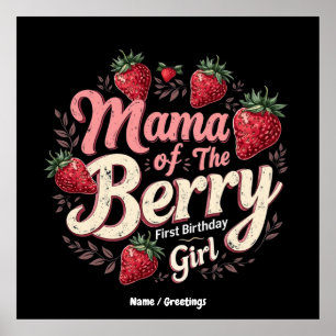 Póster Mama Berry Primer Cumpleaños Familia Chica de Fres