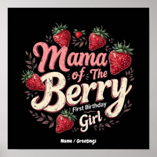Póster Mama Berry Primer Cumpleaños Familia Chica de Fres