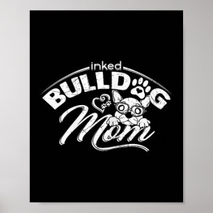 Póster Mamá bulldog tatuó al viejo Bulldog inglés Mamá ta