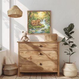 Póster Mama Capybara and Babies Nursery