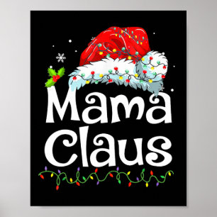 Póster Mama Claus Pijama de Navidad Familia Pareo Xmas L
