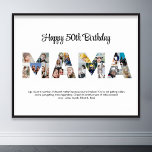 Póster Mama Collage de fotos Carta Cutout Mamá Cumpleaños<br><div class="desc">Celebra los momentos especiales con tu madre con este diseño de Collage de fotos de mamá. Este diseño de personalizable es perfecto para crear un regalo personalizado y sincero para la celebración del Día de la Madre y el Cumpleaños. Dibujar un hermoso collage con la palabra MAMA, que muestra momentos...</div>