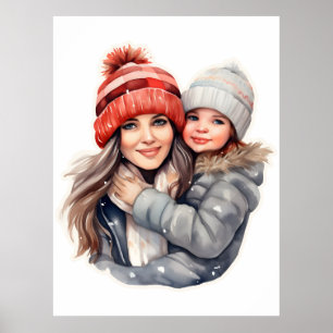Póster Mamá con la moda de invierno de su hija
