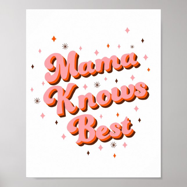 Póster Mamá conoce las mejores letras retro divertidas de (Frente)