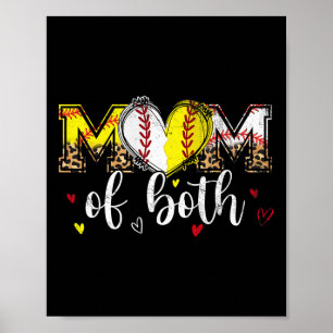 Póster Mamá De Ambos Beisbolistas Softball Madre Del Leop