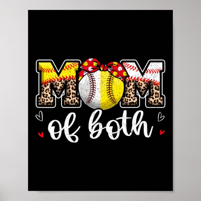 Póster Mamá De Ambos Leopard Game Day Baseball Softball M (Frente)