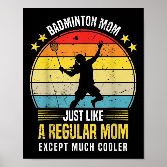 Póster Mamá de bádminton divertida frase de amante de bád (Frente)