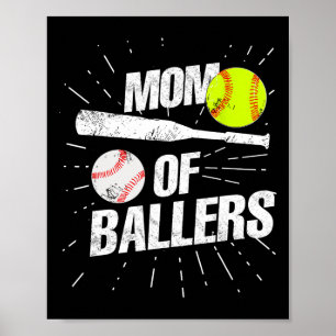 Póster Mamá De Ballers Es Madre De Un Juego De Softbol De