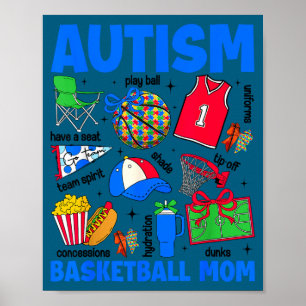 Póster Mamá de baloncesto autismo mama conciencia del aut