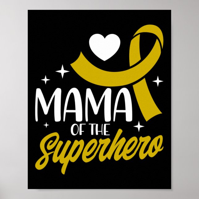 Póster Mamá De Cáncer Infantil De Una Cinta Superhéroe (Frente)