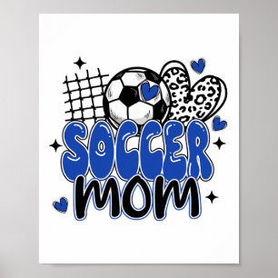 Póster Mamá de fútbol adorable leopardo Mamá de fútbol di