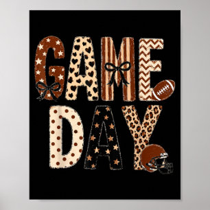 Póster Mamá de fútbol americano Preppy Game Day Mama Touc