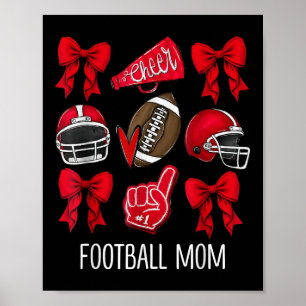 Póster Mamá de fútbol Coquette Bow Equipo Deportes Tempor