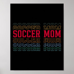 Póster Mamá de fútbol divertido texto en capas Madre Mamá
