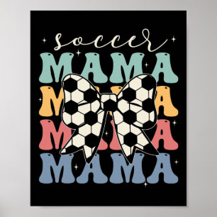 Póster Mamá de fútbol Retro Groovy Fútbol Mamá Suave _1