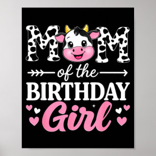Póster Mamá de la chica de cumpleaños amante de las vacas