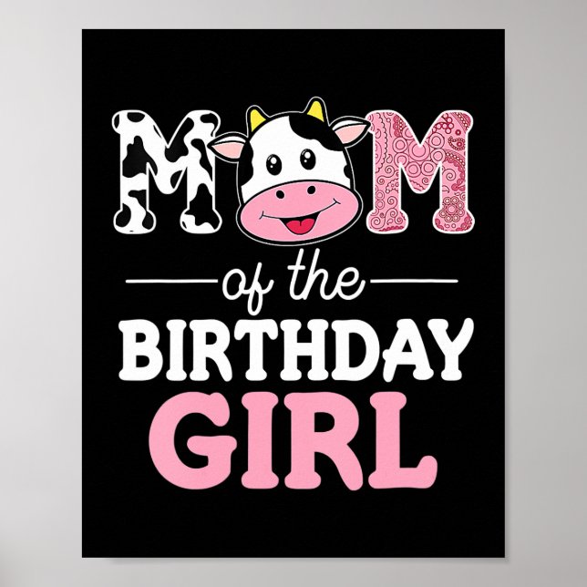 Póster Mamá de la Chica de cumpleaños madre de vaca mamá  (Frente)