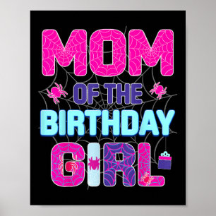Póster Mamá de la Cumpleañera Araña Linda Familia Cumplea