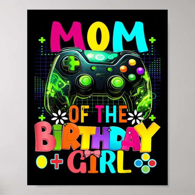 Póster Mamá de la cumpleañera videojugadora Cumpleaños (Frente)