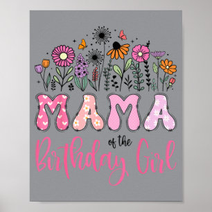 Póster Mamá de la niña de cumpleaños amante de las margar