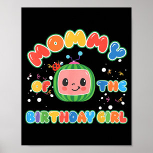 Póster Mamá de la niña de cumpleaños divertida familia de