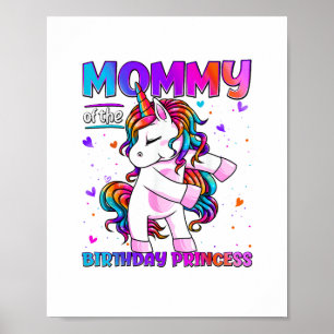 Póster Mamá de la niña princesa de cumpleaños haciendo fl