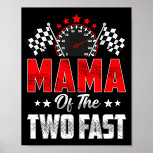 Póster Mamá de los dos rápidos coches de carreras del seg