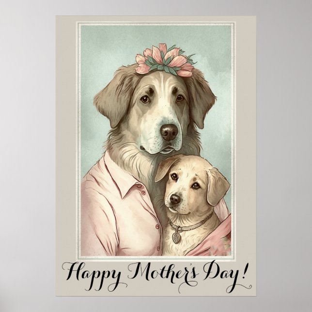 Póster Mamá de perro del Día de la Madre Cute Akbash (Frente)