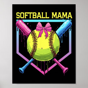 Póster Mamá de sóftbol Home Plate Drip Coquette Lazo Muje
