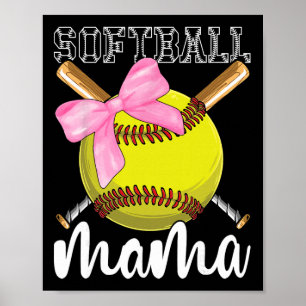 Póster Mamá de sóftbol lazo coqueto de sóftbol