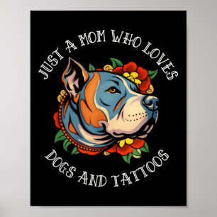 Póster Mamá De Toro Que Ama A Los Perros Y Tatuajes