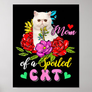 Póster Mamá de un gato mimado lindo floral día de la madr